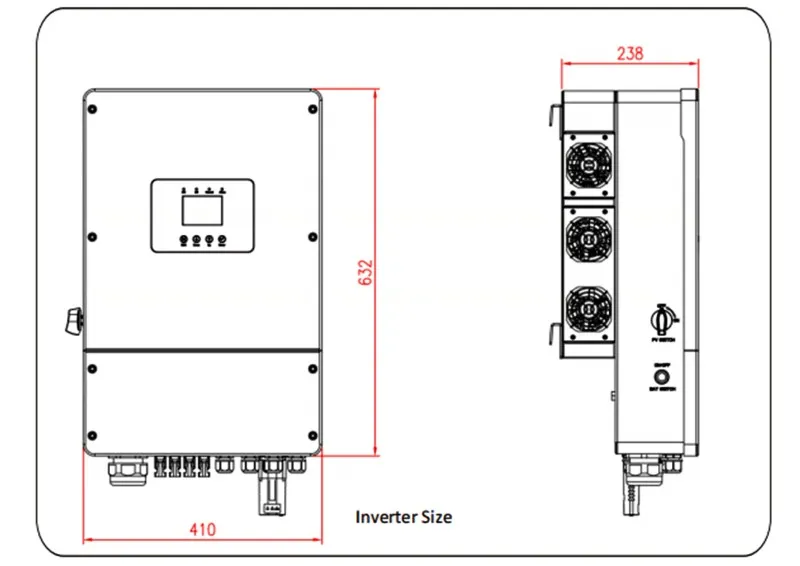 8KW Hybrid Solar Inverter size 8KW Hybrid Solar Inverter size