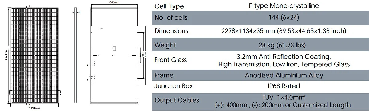 Jinko solar 550w data size Jinko solar 550w data size